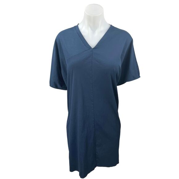COS Women's Blue Short Sleeve V-Neck Casual Mini Shift T-Shirt Dress Size S - Picture 1 of 5